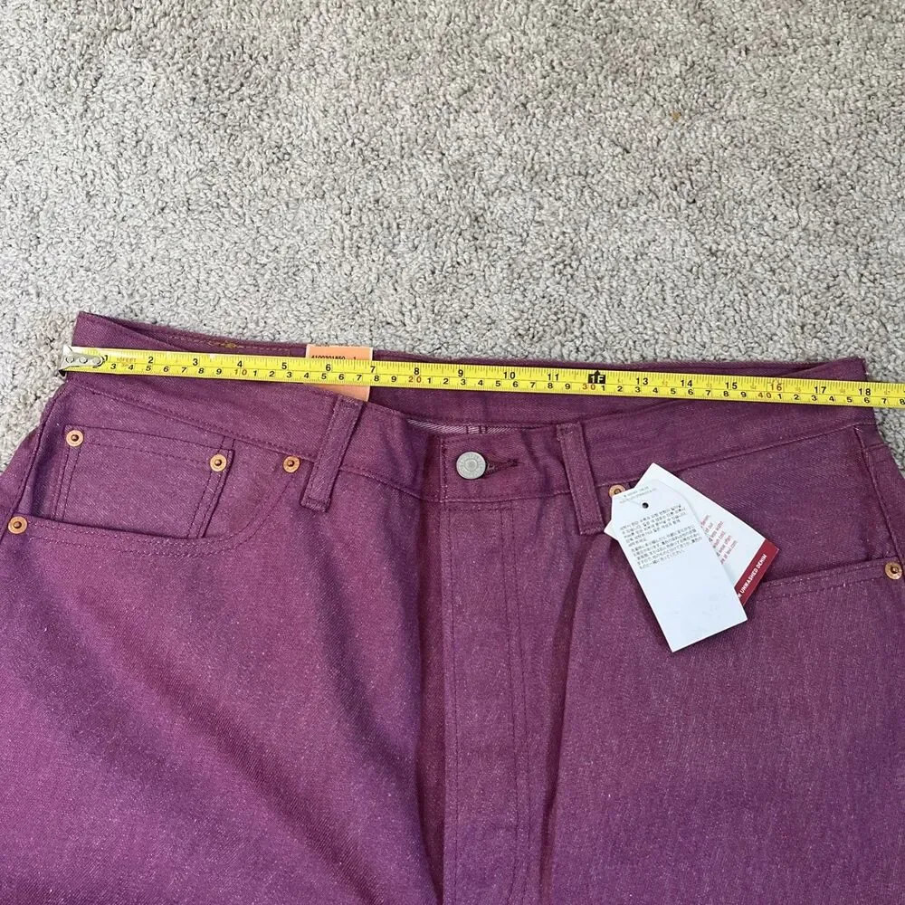 Men’s Levi’s 501 Shrink To Fit Straight 36x32 Button Fly Jeans Purple Pink NWT